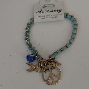 Chic Gold and Blue Charm Bracelet